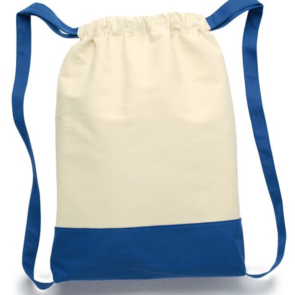 11 Ounce Cotton Canvas Contrast Bottom Drawstring Backpack Thumbnail